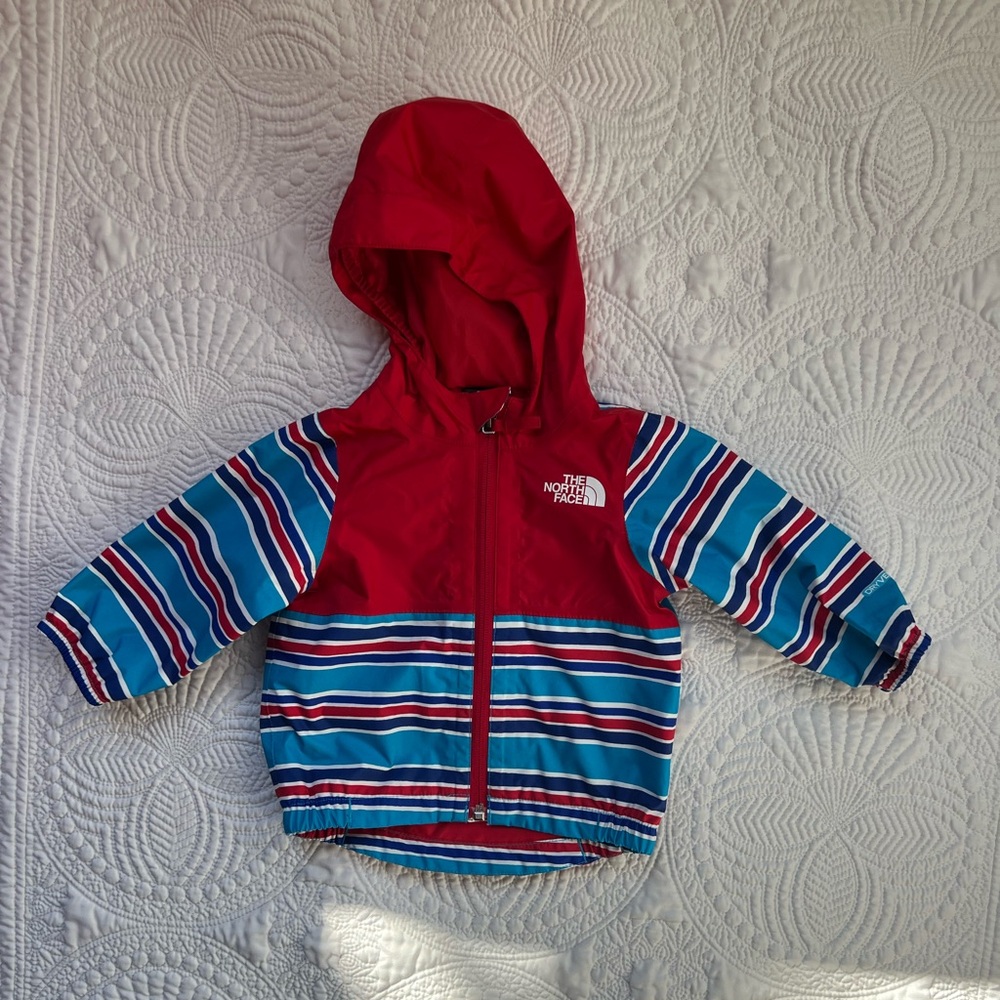 EUC North Face Kids Red and Blue Striped Jacket